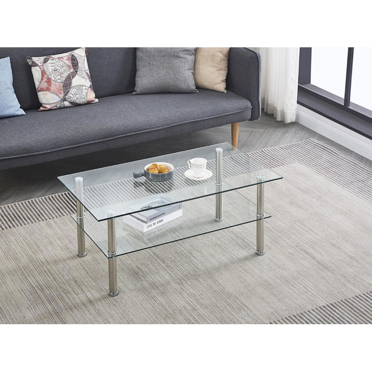 Wrought Studio Clear Clear Glass Coffee Table Wayfair